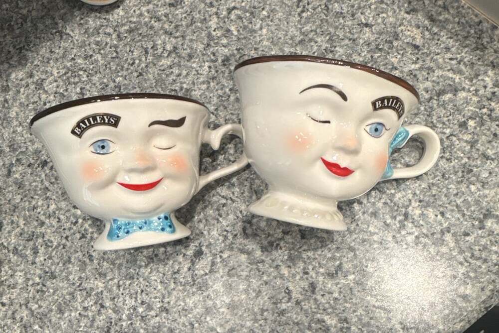 Baileys Irish Cream Winking Face Coffee Mugs Set of 2